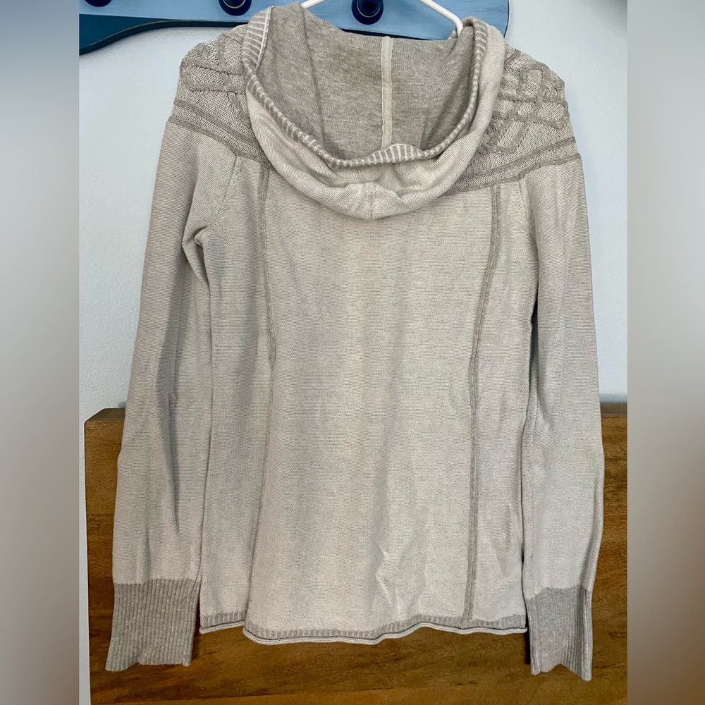 Eddie Bauer Heather Gray V-Neck hooded Sweater - Picture 5 of 7